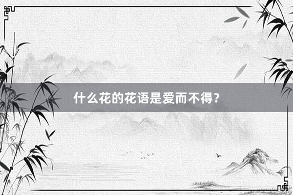 什么花的花语是爱而不得？